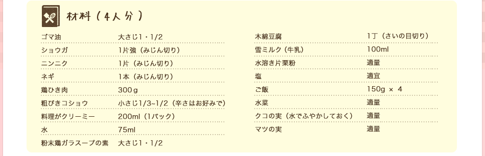 材料(4人分)