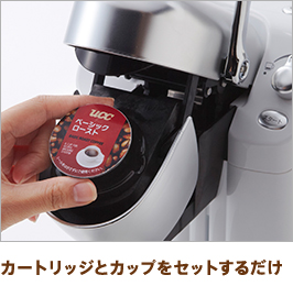 カートリッジとカップをセットするだけ